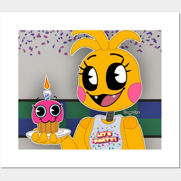 Toy Chica & Mr. Cupcake Wall Art by DragonfyreArts